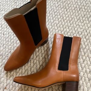 J. Crew Leather High-shaft Stacked-heel Boots